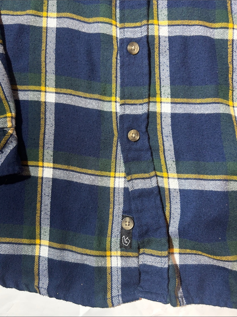 Burnside Brushed Plaid Flannel Shirt - Navy/Yellow - - Picture 4 of 6